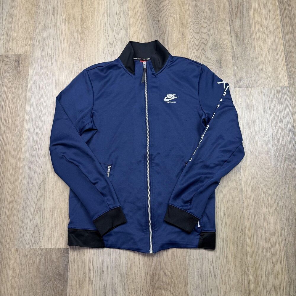 Nike Jacket Mens Small Blue Air Max Track Full Zip Stand Collar Pockets Athletic